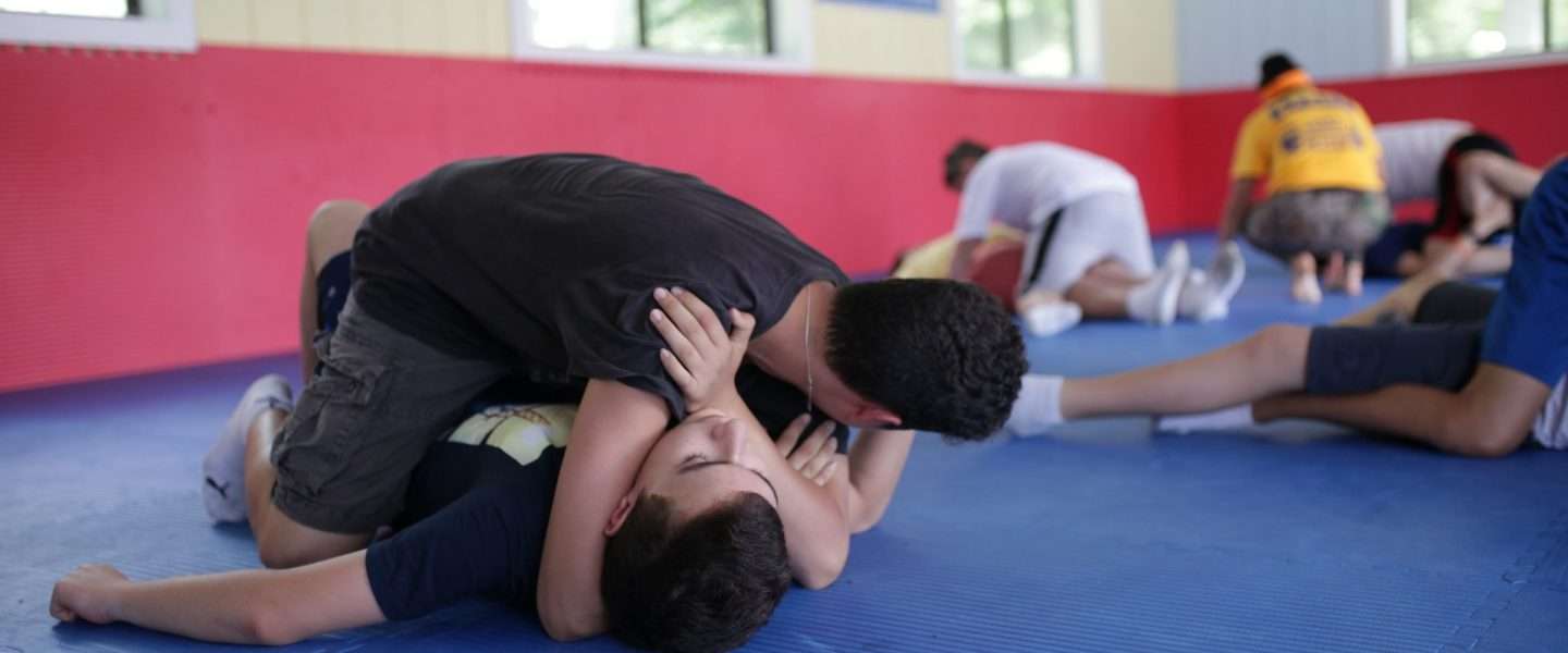 Campers practising martial arts