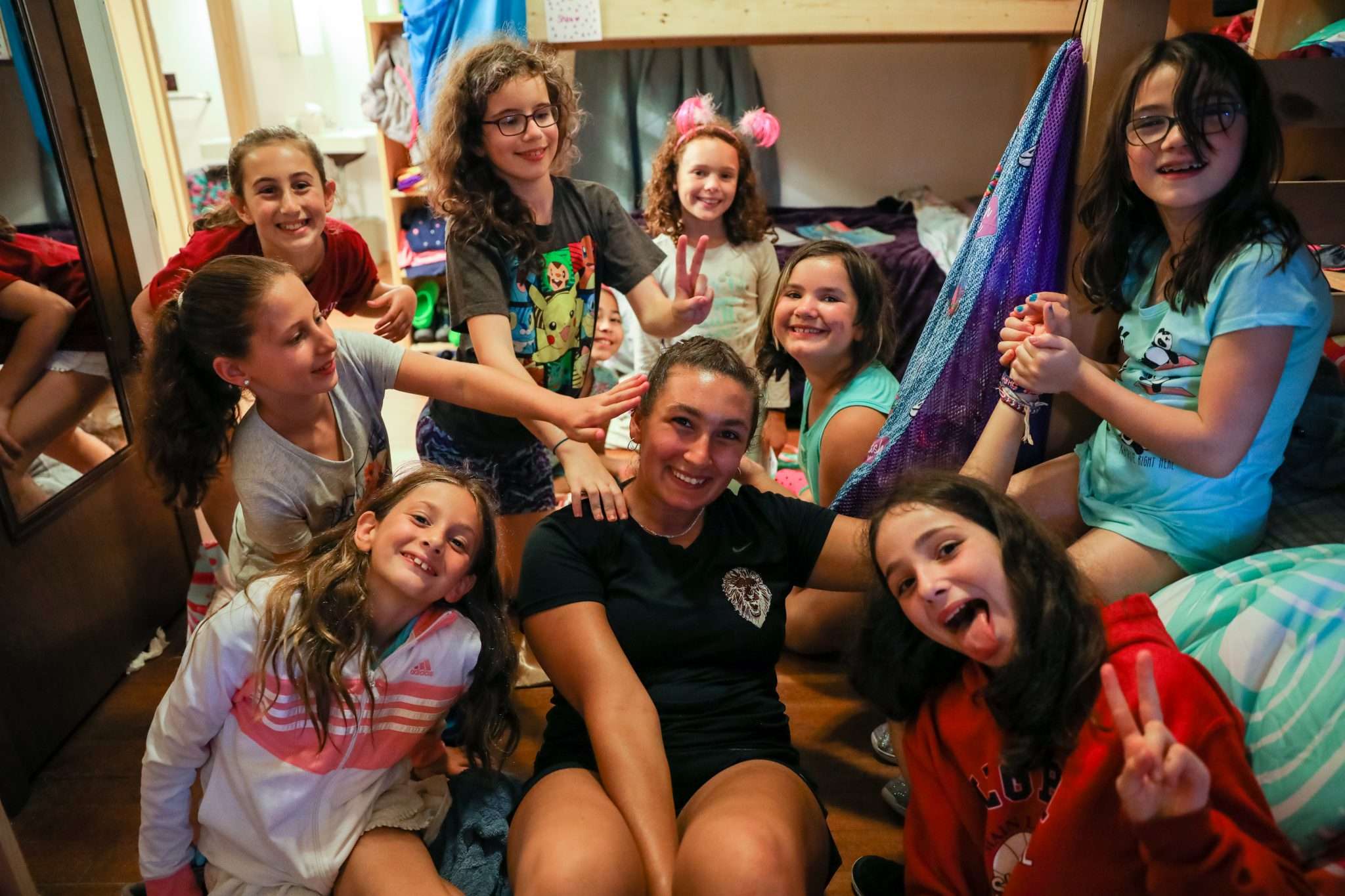 Emek Girls in their dorms for a movie night